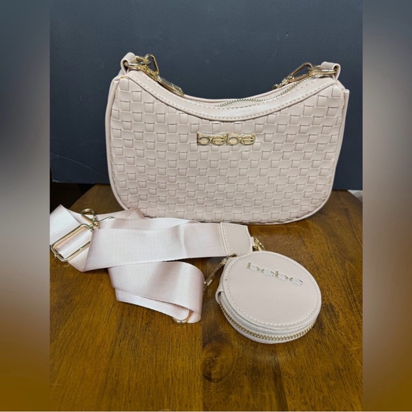 NWT Bebe Blush YaraWoven Hand Bag with Crossbody Strap and Detachable Coin Purse - Picture 2 of 10